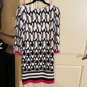 Joseph Ribkoff- navy white and fuchsia dress